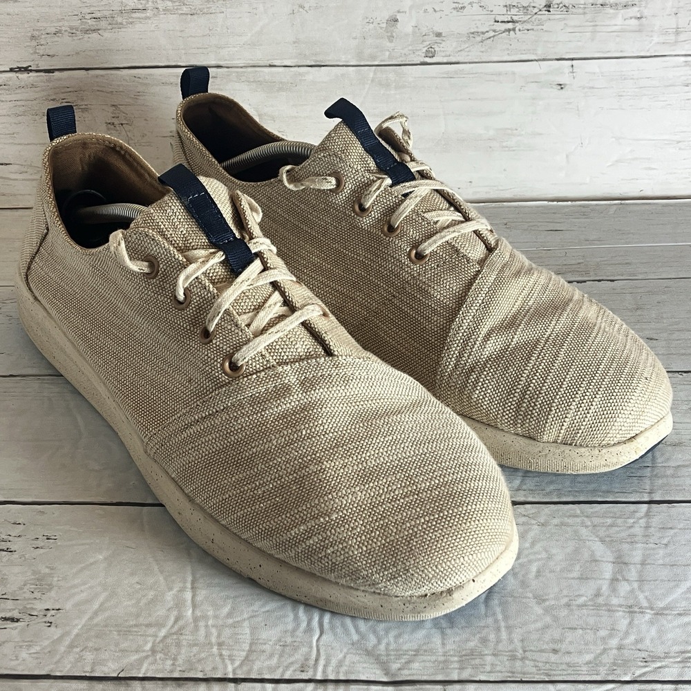 Toms Shoes Mens‎ 14 Tan Del Rey Sneakers Casual Lace Up Comfort Classic Nice GUC